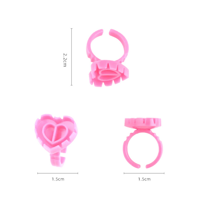 Heart Shape Glue Rings (100pcs)